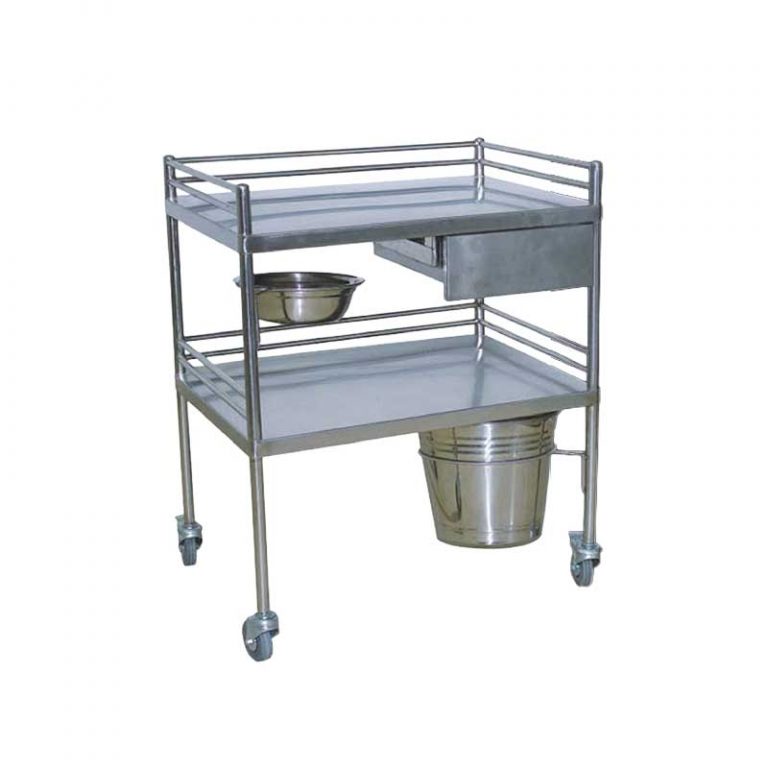 Chariot a pansement inox à 2 plateaux - Mobilier Médical MonPara Maroc