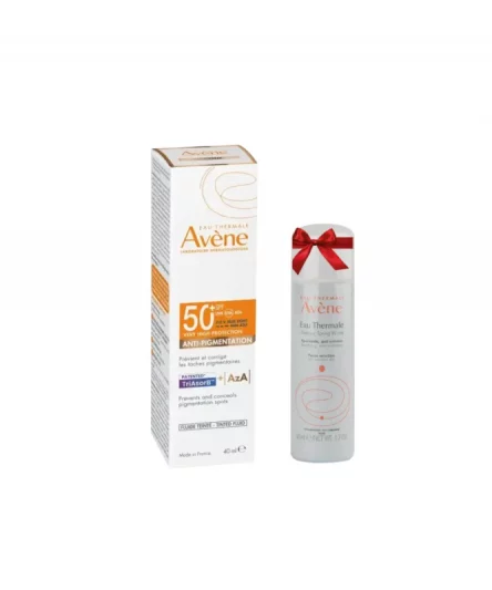Avène Creme Solaire Anti Pigmentation SPF 50+ Fuide Teinte 40ml + Avene Eau Thermale Spring Water Offert