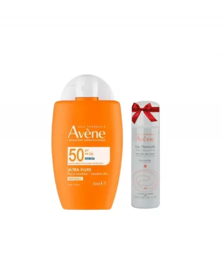 Avène Ultra Fluid SPF 50+ Eclat 50ml+avene Eau Thermale Spring Water Offert