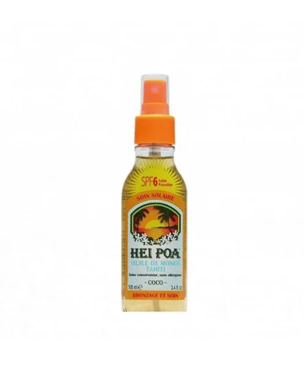 Hei Poa Huile de Monoï Coco Spf6, Faible Protection, 100ml