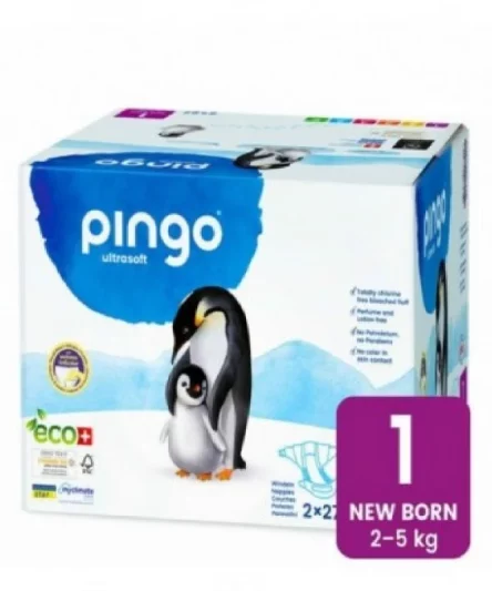 Pingo New Born Jumbo T1 2-5kg/ 2 Sachet de 27 Couches