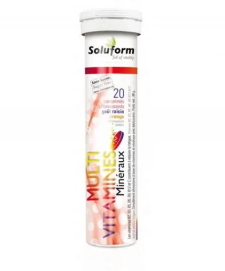Soluform : Multi Vitamines Minéraux 20 Comprimés Gout Orange/orange