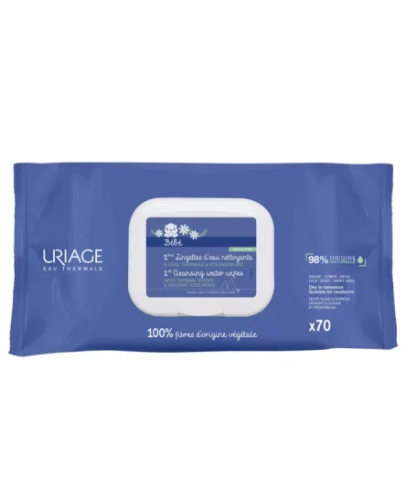 Uriage Bebe 1eres Lingettes D'eau Nettoyantes 70 Unites
