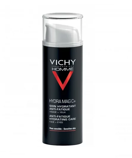 Vichy Homme Hydra Mag C+ Soin Hydratant Anti-Fatigue Visage et Yeux Sensibles | 50ml